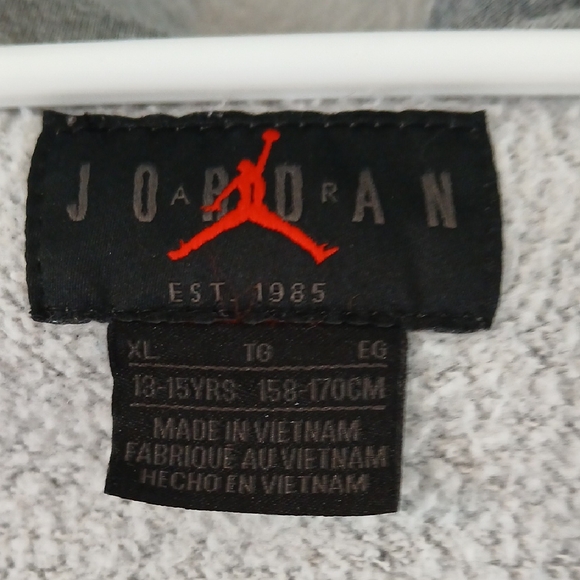 Jordan Black and Gray Zip-Up Hoodie Sweatshirt - Picture 2 of 4